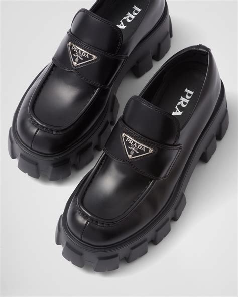 lug sole loafers prada|Black Monolith Brushed Leather Loafers .